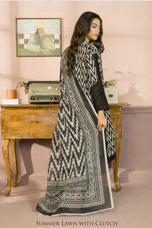 Ziqzaq Black-3 Piece Lawn Suit