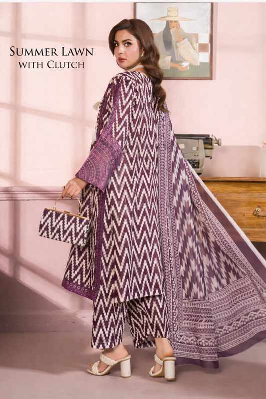 Ziqzaq Purple-3 Piece Lawn Suit