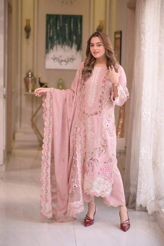 Luxury Pink-3 Piece Lawn Suit